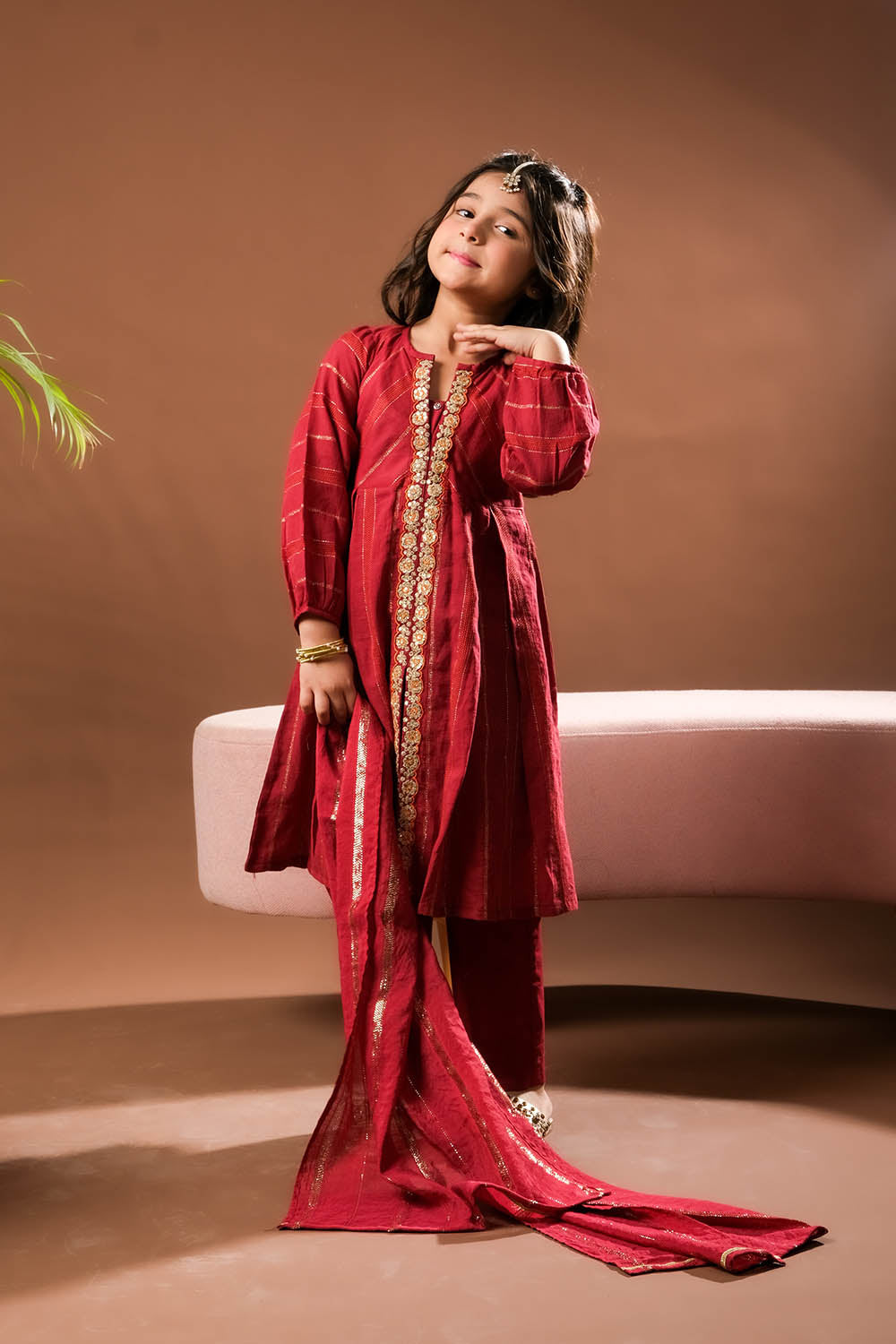 Kids Eid Dress | Maroon & Multicolor | Casual Plus 3 Piece Suit | Cott SENORITA Kids Eid Dress | Maroon & Multicolor | Casual Plus 3 Piece Suit | Cott SENORITA