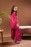 Kids Eid Dress | Magenta & Multicolor | Casual Plus 3 Piece Suit | Cotton Plain | KBD-03323