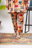 Girls Eid Dress | Peach & Multicolor | Casual 2 Piece Suit  | Cotton Printed | GAC-03204