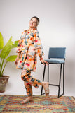 Girls Eid Dress | Peach & Multicolor | Casual 2 Piece Suit  | Cotton Printed | GAC-03204