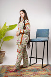 Girls Eid Dress | Light Green & Multicolor | Casual 2 Piece Suit  | Cotton Lawn Printed | GAC-03377