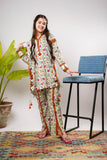 Girls Eid Dress | Light Green & Multicolor | Casual 2 Piece Suit  | Cotton Lawn Printed | GAC-03377