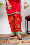 Girls Eid Dress | Red & Multicolor | Casual Plus 3 Piece Suit  | Cotton Gold Printed Lawn | GBD-03243