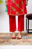 Girls Eid Dress | Red & Multicolor | Casual Plus 3 Piece Suit  | Cotton Lawn Gold Printed | GBD-03205