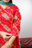 Girls Eid Dress | Red & Multicolor | Casual Plus 3 Piece Suit  | Cotton Lawn Gold Printed | GBD-03205