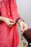 Girls formal clothes | Peach & Magenta | Formal 3 Piece Suit  | Viscose Raw-Silk | GDD-03257