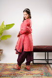 Girls formal clothes | Peach & Magenta | Formal 3 Piece Suit  | Viscose Raw-Silk | GDD-03257