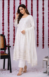 LAD-02712 | White | Casual 3 Piece Suit  | Cotton Cambric