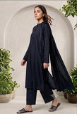GAD-02679 | Black  | Casual 3 Piece Suit   | Cotton Plain Cambric