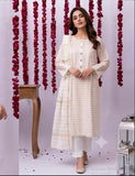 GAD-02713 | White & Gold | Casual 3 Piece Suit   | Cotton Cambric
