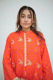 LAD-02704 | Shocking Pink & Orange | Casual 3 Piece Suit | Cotton Lawn Printed