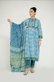 LAD-02687 | Turquoise Blue & Multicolor | Casual 3 Piece Suit  | Cotton Lawn Printed