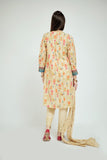 GBD-02669 | Fawn & Multicolor | Casual Plus 3 Piece Suit  | Cotton Gold Print Lawn