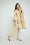 GBD-02669 | Fawn & Multicolor | Casual Plus 3 Piece Suit  | Cotton Gold Print Lawn