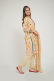 GBD-02669 | Fawn & Multicolor | Casual Plus 3 Piece Suit  | Cotton Gold Print Lawn