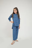 KAC-02643 | Blue | Casual 2 Piece Suit | Cotton Plain Cambric