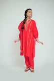 GAD-02663 | Red | Casual 3 Piece Suit   | Cotton Cambric