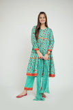 GBD-02675 | Sea Green & Gold | Casual Plus 3 Piece Suit  | Cotton Gold Print Lawn