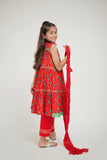 KBD-02706 | Red & Multicolor | Casual Plus 3 Piece Suit | Cotton Gold Print Lawn