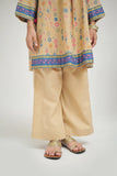 KBD-02673 | Fawn Gold | Casual Plus 3 Piece Suit | Cotton Gold Print Lawn