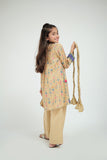 KBD-02673 | Fawn Gold | Casual Plus 3 Piece Suit | Cotton Gold Print Lawn