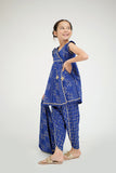 KAD-02630 | Blue & Gold | Casual 3 Piece Suit | Cotton Plain Cambric