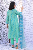 LAD-02277 | Sea Green & Multicolor | Casual 3 Piece Suit  | Cotton Lawn Print