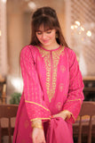 GBD-02339 | Shocking Pink & Golden | Casual 3 Piece Suit | Cotton Jacquard