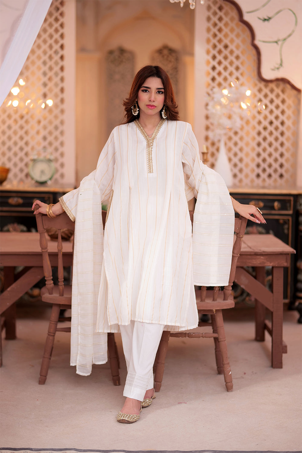 LBD-02351 | White | Casual 3 Piece Suit  | Cotton Dobby