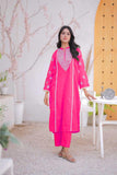 LAD-02467 | Shocking Pink | Casual 3 Piece Suit | Karandi Fabric