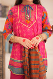 KBD-02328 | Shocking Pink & Multicolor | Casual 3 Piece Suit | Cotton Gold Printed Lawn
