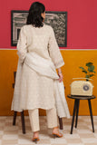 LBD-02229 | Beige & Silver | Casual 3 Piece Suit  | Cotton Fancy Yarn