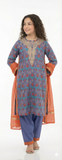 GBD-03064 | Purple & Multicolor | Casual Plus 3 Piece Suit | Cotton Gold Print Lawn