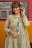 Girls formal clothes | Green & Gold | Formal 3 Piece Suit  | Banarsi Masuri Fabric | GDD-03186