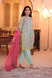 LAD-02318 | Sea Green & Muliticolor | Casual 3 Piece Suit  | Cotton Lawn Print