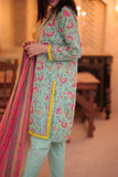 LAD-02318 | Sea Green & Muliticolor | Casual 3 Piece Suit  | Cotton Lawn Print