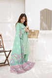 LAD-02197 | Green | Casual 3 Piece Suit  | Cotton Plain  Embroidery