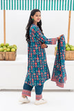 GAD-02385 | Dark Blue & Multicolor | Casual 3 Piece Suit | Cotton Khaddar Printed