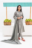 LAD-02449 | Grey & Black | Casual 3 Piece Suit | Karandi Fabric