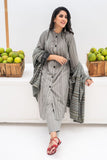 LAD-02449 | Grey & Black | Casual 3 Piece Suit | Karandi Fabric