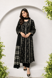 LAD-02698 | Black & Fawn | Casual 3 Piece Suit  | Cotton Lawn Printed