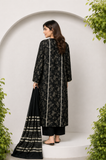 LAD-02698 | Black & Fawn | Casual 3 Piece Suit  | Cotton Lawn Printed