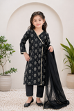 KAD-02702 | Black & Fawn | Casual 3 Piece Suit | Cotton Lawn Printed
