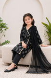 KAD-02702 | Black & Fawn | Casual 3 Piece Suit | Cotton Lawn Printed