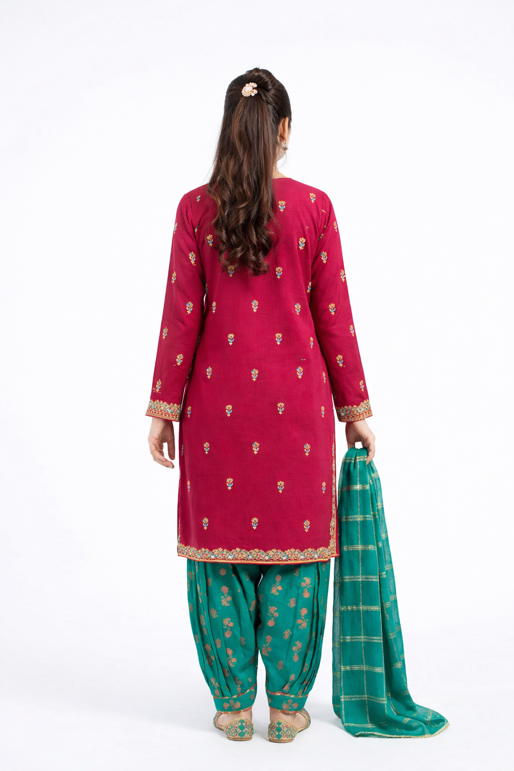 Girls Eid Dress | Shocking Pink & Turquoise Green | Formal 3 Piece Sui SENORITA Girls Eid Dress | Shocking Pink & Turquoise Green | Formal 3 Piece Sui SENORITA