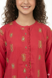 Girls Eid Dress | Shocking Pink & Multicolor | Casual 2 Piece Suit  | Cotton Plain Cambric | GAC-03278