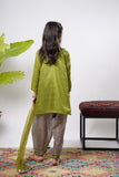 Kids formal clothes | Green & Multicolor | Formal 3 Piece Suit | Polyester Tussar Silk with Digital print | KDD-03230