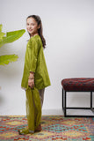 Kids formal clothes | Green & Multicolor | Formal 3 Piece Suit | Polyester Tussar Silk with Digital print | KDD-03230