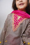 Kids formal clothes | Shocking Pink & Multicolor | Formal 3 Piece Suit | Polyester Tussar Silk with Digital print | KDD-03231
