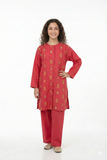 Girls Eid Dress | Shocking Pink & Multicolor | Casual 2 Piece Suit  | Cotton Plain Cambric | GAC-03278